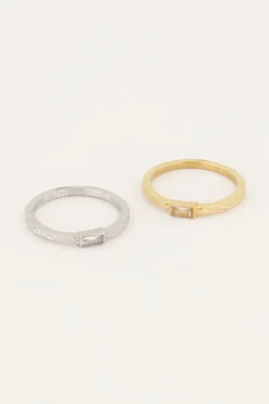 Bague Vintage Rectangle Structurée Et Transparente