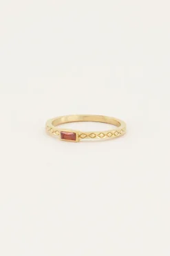Bague Vintage Rectangulaire Rouge
