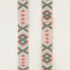 Bandoulière Beige Avec Rose Et Vert