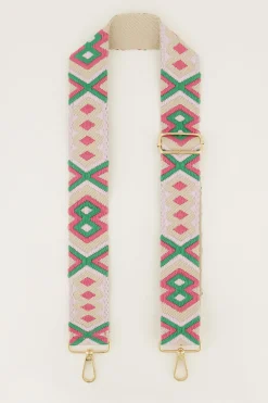 Bandoulière Beige Avec Rose Et Vert