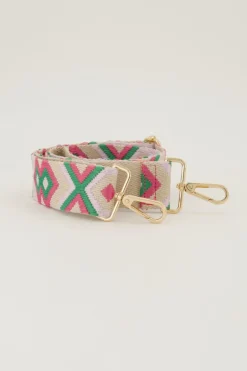 Bandoulière Beige Avec Rose Et Vert