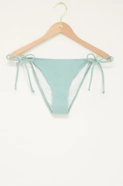 Bas De Bikini Bleu Clair à Broderie