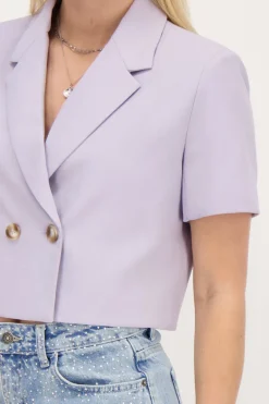 Blazer Court Lilas à Manches Courtes
