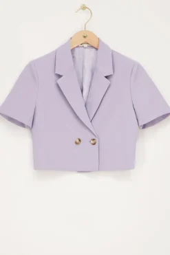 Blazer Court Lilas à Manches Courtes