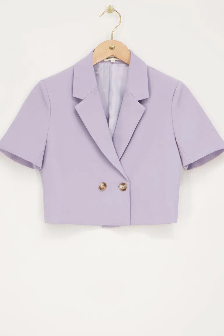 Blazer Court Lilas à Manches Courtes