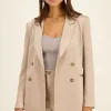 Blazer Croisé Beige Satiné