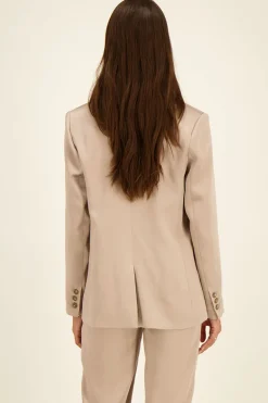 Blazer Croisé Beige Satiné