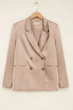 Blazer Croisé Beige Satiné