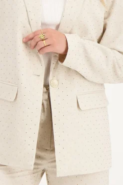 Blazer En Lin Beige Avec Clous
