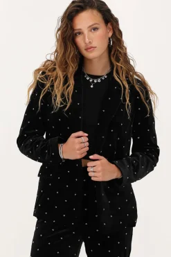 Blazer En Velours Noir Avec Perles