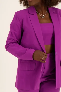 Blazer Mauve Effet Lin