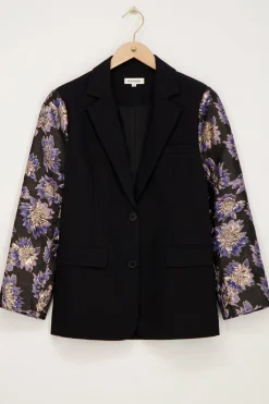 Blazer Noir Avec Manches En Jacquard