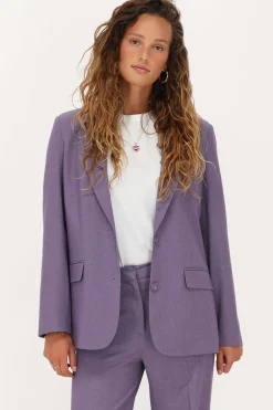 Blazer Oversized Violet Avec Poches Et Boutons