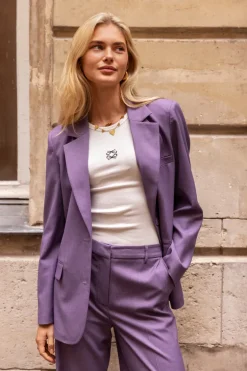 Blazer Oversized Violet Avec Poches Et Boutons