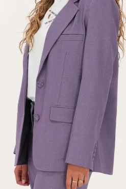 Blazer Oversized Violet Avec Poches Et Boutons