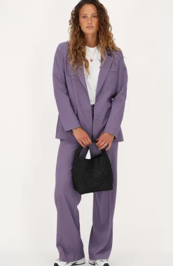 Blazer Oversized Violet Avec Poches Et Boutons