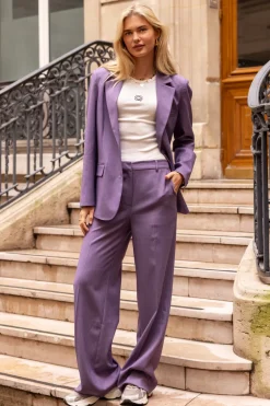 Blazer Oversized Violet Avec Poches Et Boutons