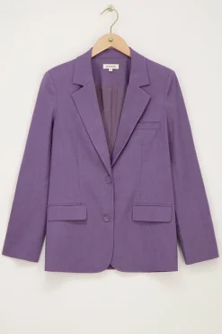 Blazer Oversized Violet Avec Poches Et Boutons