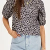 Blouse à Imprimé Léopard Avec Nœuds Au Dos