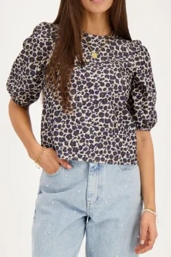 Blouse à Imprimé Léopard Avec Nœuds Au Dos