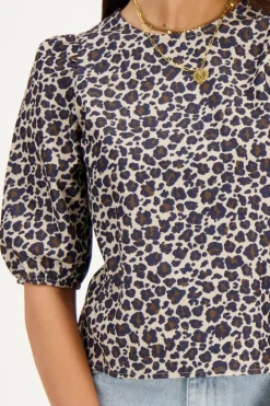 Blouse à Imprimé Léopard Avec Nœuds Au Dos