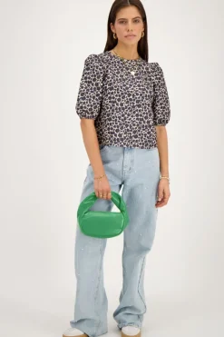Blouse à Imprimé Léopard Avec Nœuds Au Dos