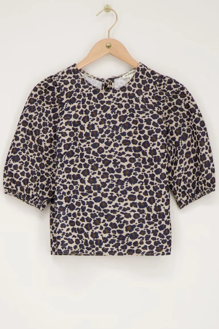 Blouse à Imprimé Léopard Avec Nœuds Au Dos