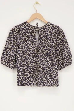 Blouse à Imprimé Léopard Avec Nœuds Au Dos