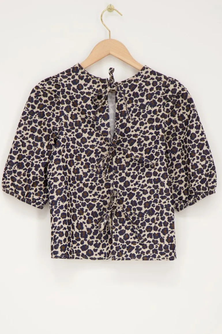 Blouse à Imprimé Léopard Avec Nœuds Au Dos