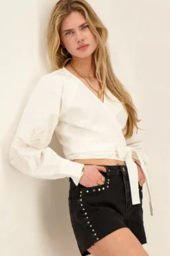 Blouse Blanche à Volants Et Manches évasées