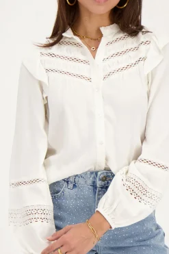Blouse Blanche à Volants Et Rubans