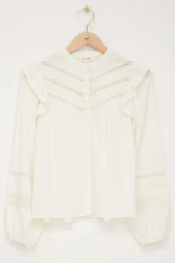 Blouse Blanche à Volants Et Rubans
