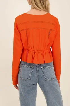 Blouse Courte Orange En Lin