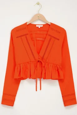 Blouse Courte Orange En Lin