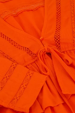 Blouse Courte Orange En Lin