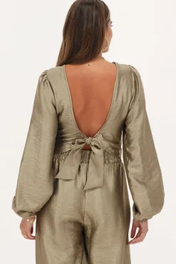 Blouse En Bronze Avec Nœud Au Dos