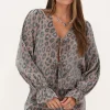 Blouse Froissée Imprimé Léopard Avec Nœuds Et Manches à Volants