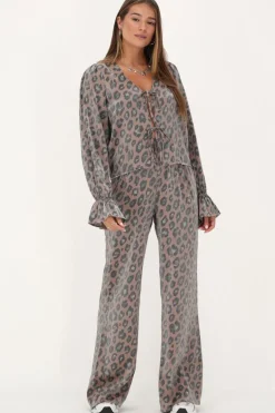 Blouse Froissée Imprimé Léopard Avec Nœuds Et Manches à Volants