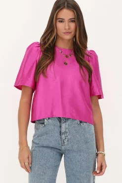 Blouse Rose Avec Manches Plissées Et Nœuds