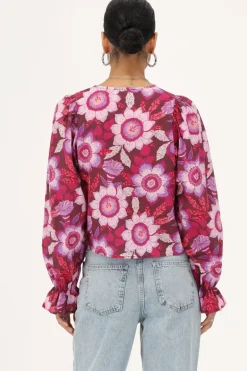 Blouse Rose Avec Nœuds Et Imprimé Floral
