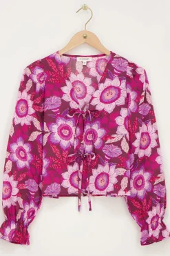 Blouse Rose Avec Nœuds Et Imprimé Floral
