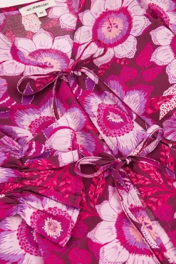 Blouse Rose Avec Nœuds Et Imprimé Floral