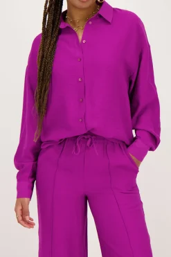 Blouse Violette à Boutons