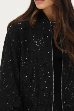 Blouson Bomber Noir à Paillettes