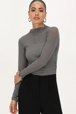 Body En Mesh Grise Avec Lurex