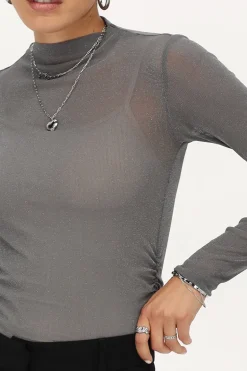 Body En Mesh Grise Avec Lurex