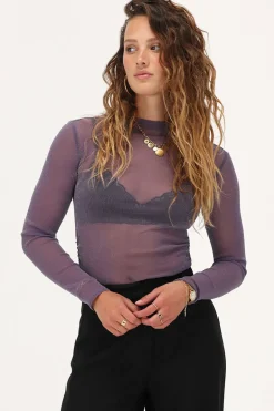 Body En Mesh Violet Avec Lurex