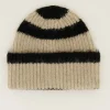 Bonnet à Rayures Beiges Et Noires