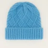Bonnet En Maille Torsadée Bleue