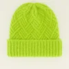 Bonnet En Maille Torsadée Verte